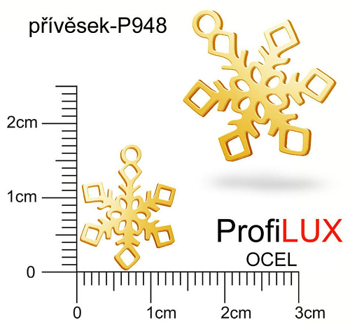 Přívěsek Chirurgická Ocel ozn-P948 sněhová VLOČKA velikost  17x13mm. Řada přívěsků ProfiLUX. Barva POZLACENO.