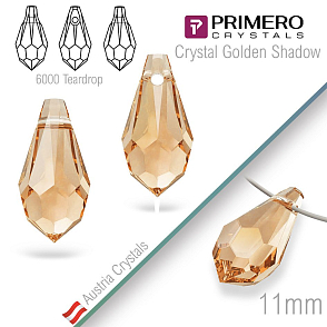 Přívěsky PRIMERO Crystals . Tvar 6000 Teardrop. Barva Crystal Golden Shadow. Velikost 11mm