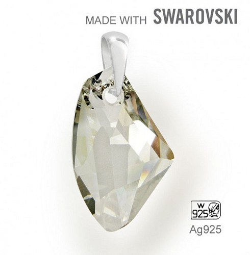 Přívěsek Made with Swarovski 6656 Crystal (001) Silver Shade (SSHA) 27mm+šlupna Ag925