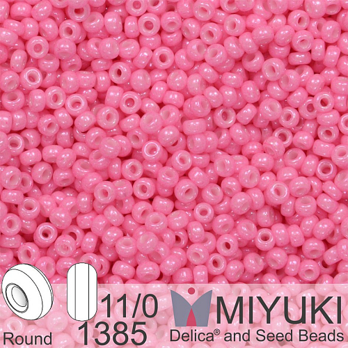 Korálky Miyuki Round 11/0. Barva 1385 Dyed Opaque Carnation Pink. Balení 5g.