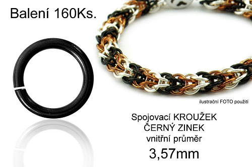 Spojovací KROUŽEK balení. Průměr vnitřní 3,57mm. Tl.0,8mm. Balení 160ks. Barva ANTRACIT. 