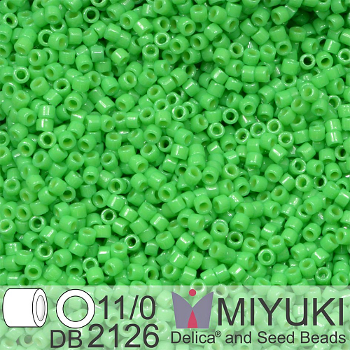Korálky Miyuki Delica 11/0. Barva Duracoat Dyed Opaque Fiji Green DB2126. Balení 5g.
