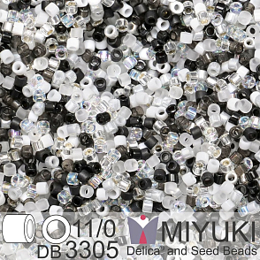 Korálky Miyuki Delica 11/0. Barva Salt and Pepper Mix DB3305. Balení 5g