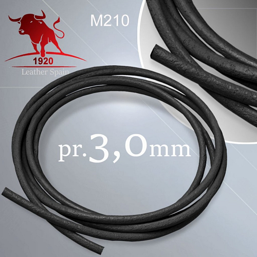 KOŽENÁ  šňůra kulatá 3,0mm Šňůra z kvalitní plné kůže. Barva M210 Černá