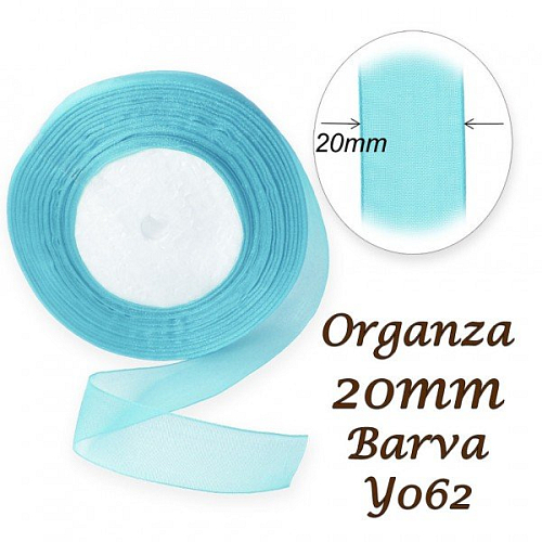 ORGANZA stuha šířka 20mm. Číslo Y062 barva MODRÁ SVĚTLÁ