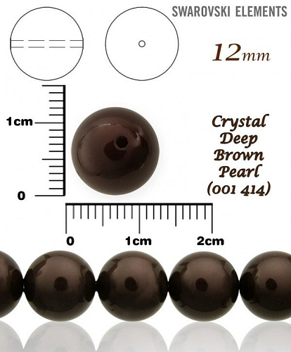 SWAROVSKI 5811 Voskované Perle barva CRYSTAL DEEP BROWN PEARL velikost 12mm. 