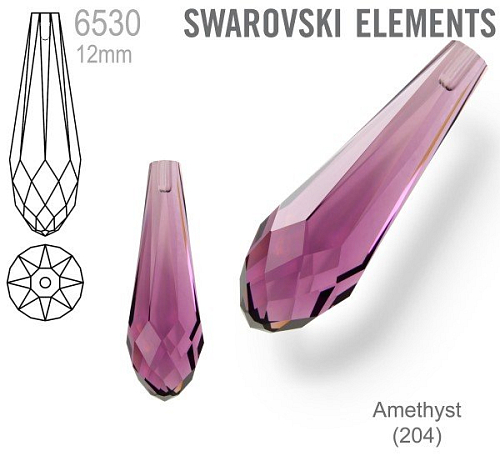 SWAROVSKI 6530 Pure Drop Pendant velikost 12mm. Barva Amethyst 