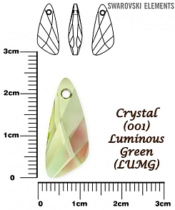 SWAROVSKI ELEMENTS 6690 Wing Pendant barva CRYSTAL LUMINOUS GREEN velikost 23mm