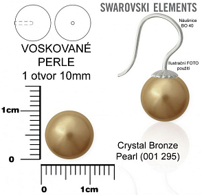 SWAROVSKI 5818 Voskované Perle 1otvor barva 295 CRYSTAL BRONZE  PEARL velikost 10mm.