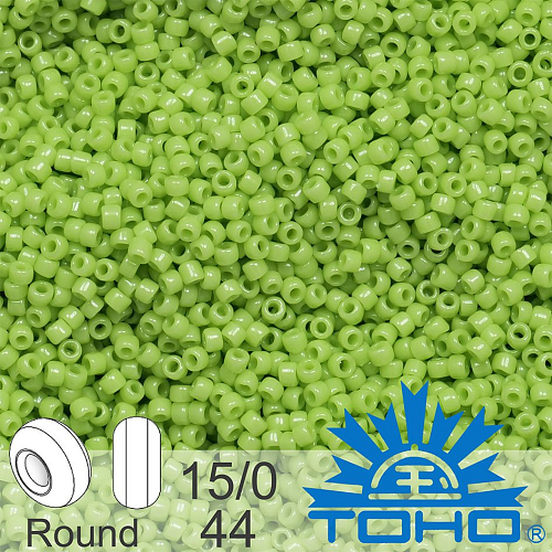 Korálky TOHO tvar ROUND (kulaté). Velikost 15/0. Barva č. 44-Opaque Sour Apple . Balení 5g.