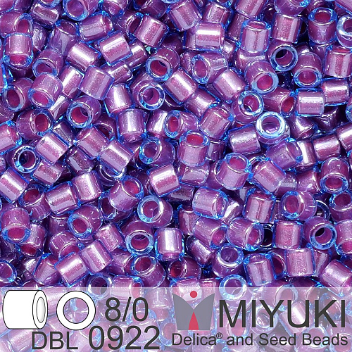 Korálky Miyuki Delica 8/0. Barva Sparkling Orchid Lined Aqua DBL0922. Balení 5g.