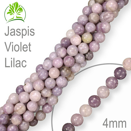 Korálky z minerálů Jaspis Violet Lilac přírodní polodrahokam. Velikost pr.4mm. Balení 18Ks.