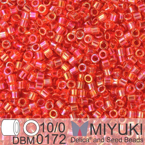 Korálky Miyuki Delica 10/0. Barva Tr Red AB DBM0172. Balení 5g.