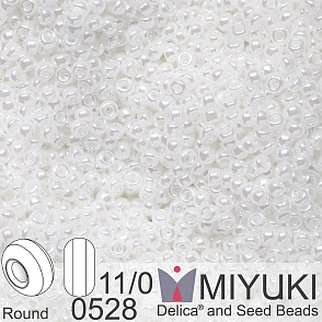 Korálky Miyuki Round 11/0. Barva 0528 White Pearl Ceylon. Balení 5g.