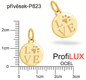 Přívěsek Chirurgická Ocel ozn-P823 MEDAILON  love velikost  16x12mm. Barva POZLACENO. Řada přívěsků ProfiLUX