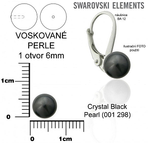 SWAROVSKI 5818 Voskované Perle 1otvor barva 298 CRYSTAL BLACK PEARL velikost 6mm.