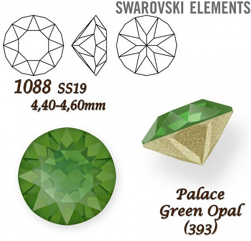 SWAROVSKI ELEMENTS 1088 XIRIUS Chaton SS19 (4,40-4,60mm) barva Palace Green Opal (393).