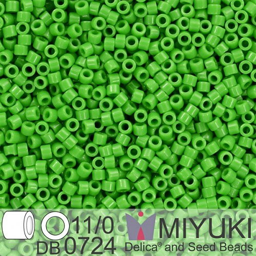 Korálky Miyuki Delica 11/0. Barva Op Green DB0724. Balení 5g.
