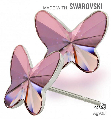 Náušnice sada Made with Swarovski 2854 Crystal (001) Antique Pink (ANTP) 8mm+puzeta Ag925.