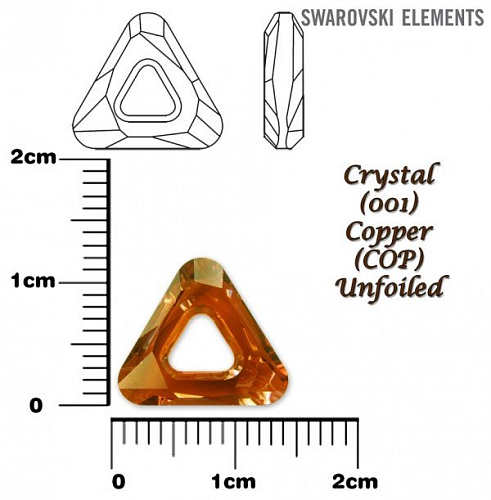 SWAROVSKI ELEMENTS Cosmic Triangle 4737 barva CRYSTAL (001) COPPER (COP) velikost 14mm.