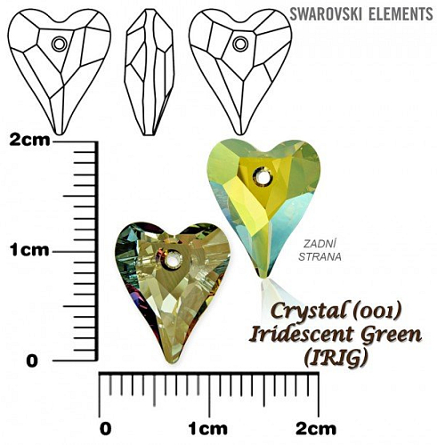 SWAROVSKI Wild Heart Pendant barva Crystal Iridescent Green velikost 12mm. 