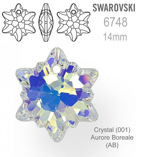 Swarovski 6748 Edelweis Pendant velikost 14mm. Barva Crystal Aurore Boreale 