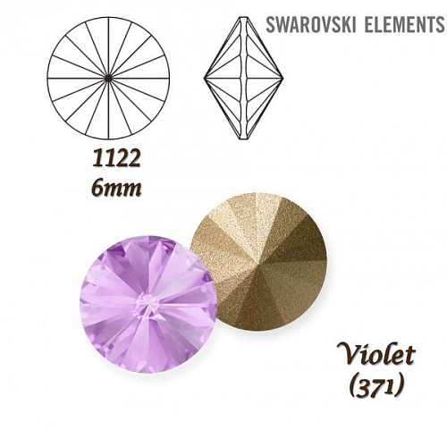 SWAROVSKI ELEMENTS RIVOLI 1122 SS29 barva VIOLET (371) velikost 6mm.
