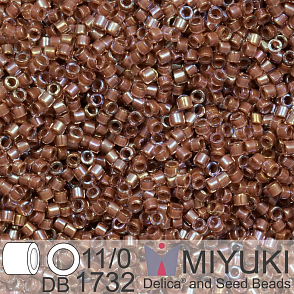 Korálky Miyuki Delica 11/0. Barva Cocoa Lined Crystal AB DB1732. Balení 5g
