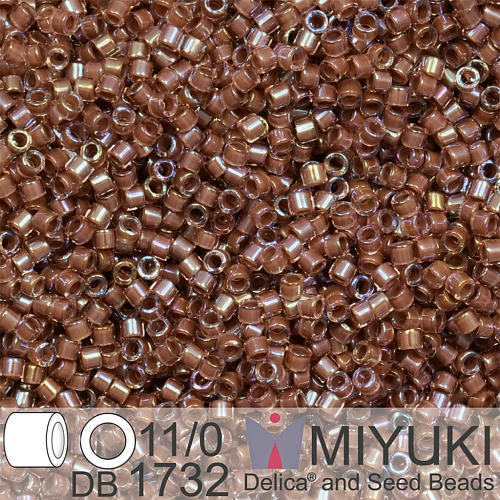 Korálky Miyuki Delica 11/0. Barva Cocoa Lined Crystal AB DB1732. Balení 5g