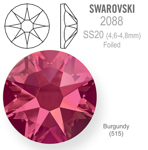 SWAROVSKI XIRIUS FOILED velikost SS20 barva BURGUNDY