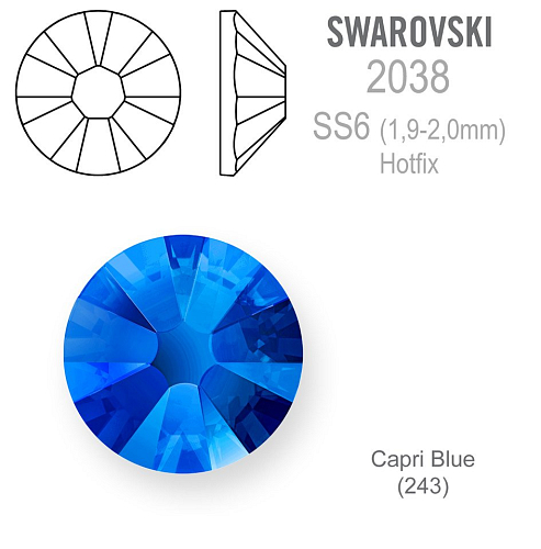 SWAROVSKI xilion rose HOT-FIX velikost SS6 barva CAPRI BLUE 