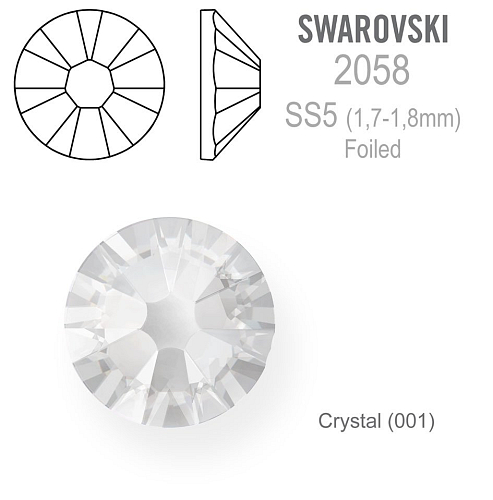 SWAROVSKI 2058 XILION FOILED velikost SS5 barva CRYSTAL 
