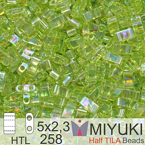 Korálky Miyuki Half Tila. Barva Transparent Chartreuse AB HTL 258 Balení 3g