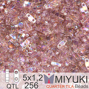 Korálky Miyuki QuarterTila. Barva Transparent Smoky Amethyst AB QTL 256 Balení 3g