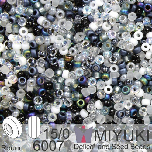 Korálky Miyuki Round 15/0. Barva Mix - Salt and Pepper 6007. Balení 5g.