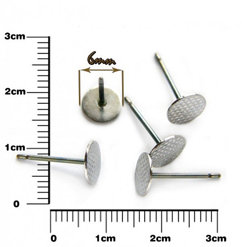 Náušnice PUZETA s ploškou 6mm  barva platina. 