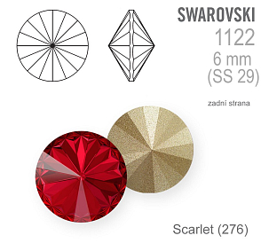 Swarovski Rivoli 1122 SS29 barva Scarlet (276) velikost 6mm.
