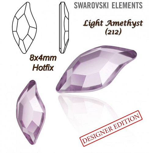 SWAROVSKI HOT-FIX 2797 tvar DIAMOND LEAF FB velikost 8x4mm barva LIGHT AMETHYST 