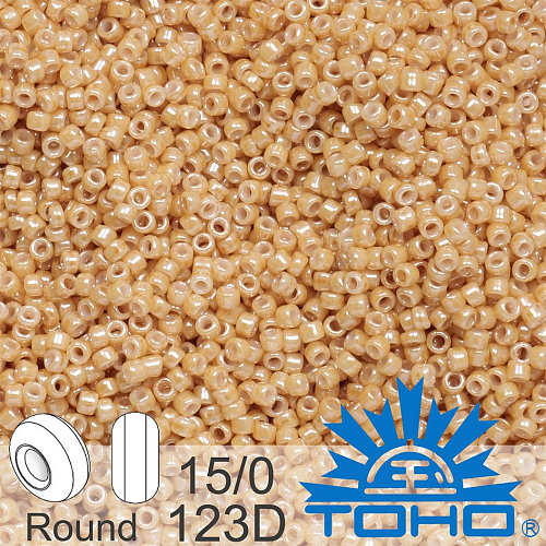 Korálky TOHO tvar ROUND (kulaté). Velikost 15/0. Barva č. 123D-Opaque-Lustered Dark Beige. Balení 5g.