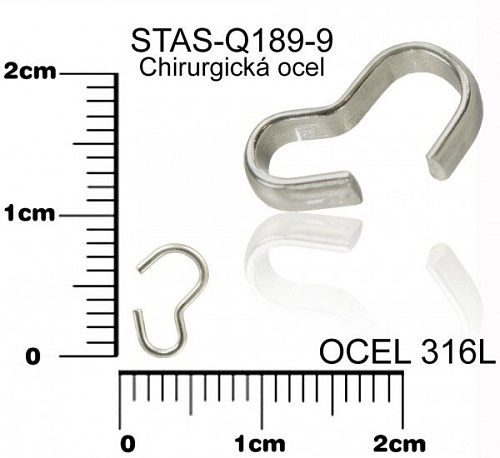 Komponent SPOJOVACÍ CHIRURGICKÁ OCEL ozn.-STAS-Q189-9. velikost 8x4mm.