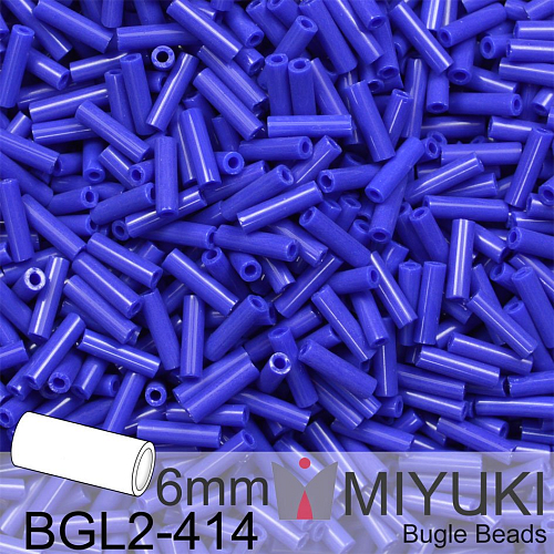 Korálky Miyuki Bugle Bead 6mm. Barva BGL2-414 Opaque Cobalt. Balení 10g.