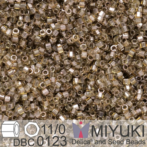 Korálky Miyuki Delica (fazetované) 11/0. Barva Transparent Smoky Olive Luster Cut DBC0123. Balení 5g.