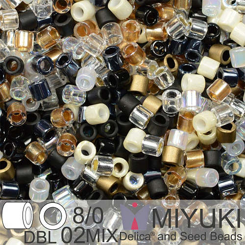 Korálky Miyuki Delica 8/0. Barva Granite DBL02MIX. Balení 5g.
