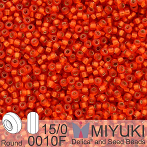 Korálky Miyuki Round 15/0. Barva 0010F Matte S/L Flame Red. Balení 5g