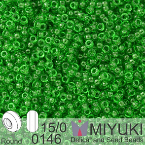 Korálky Miyuki Round 15/0. Barva 0146 Tr Green. Balení 5g