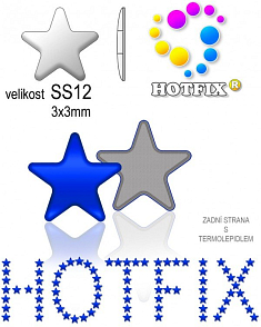 Kovové NAILHEAD HOTFIX nažehlovací polotovary. STAR Velikost SS12 (3,00-3,20mm) Tl.0,6mm. Barva 049 KRÁLOVSKÁ MODRÁ (lesklá ocelová). Balení 70Ks.