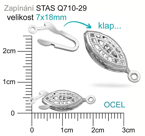 Mechanické zapínání (Záponka)  OCEL ozn.-STAS-Q710-29. velikost 7x18mm