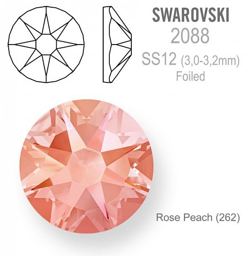 SWAROVSKI 2088 XIRIUS FOILED velikost SS12 barva Rose Peach 
