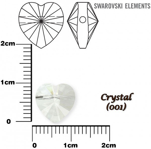 SWAROVSKI KORÁLKY Heart Bead barva CRYSTAL velikost 10mm
