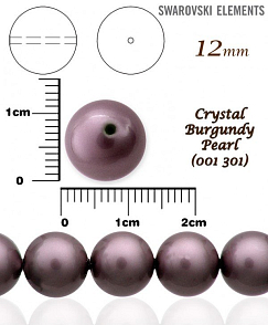 SWAROVSKI 5811 Voskované Perle barva CRYSTAL BURGUNDY PEARL 301 velikost 12mm. 
